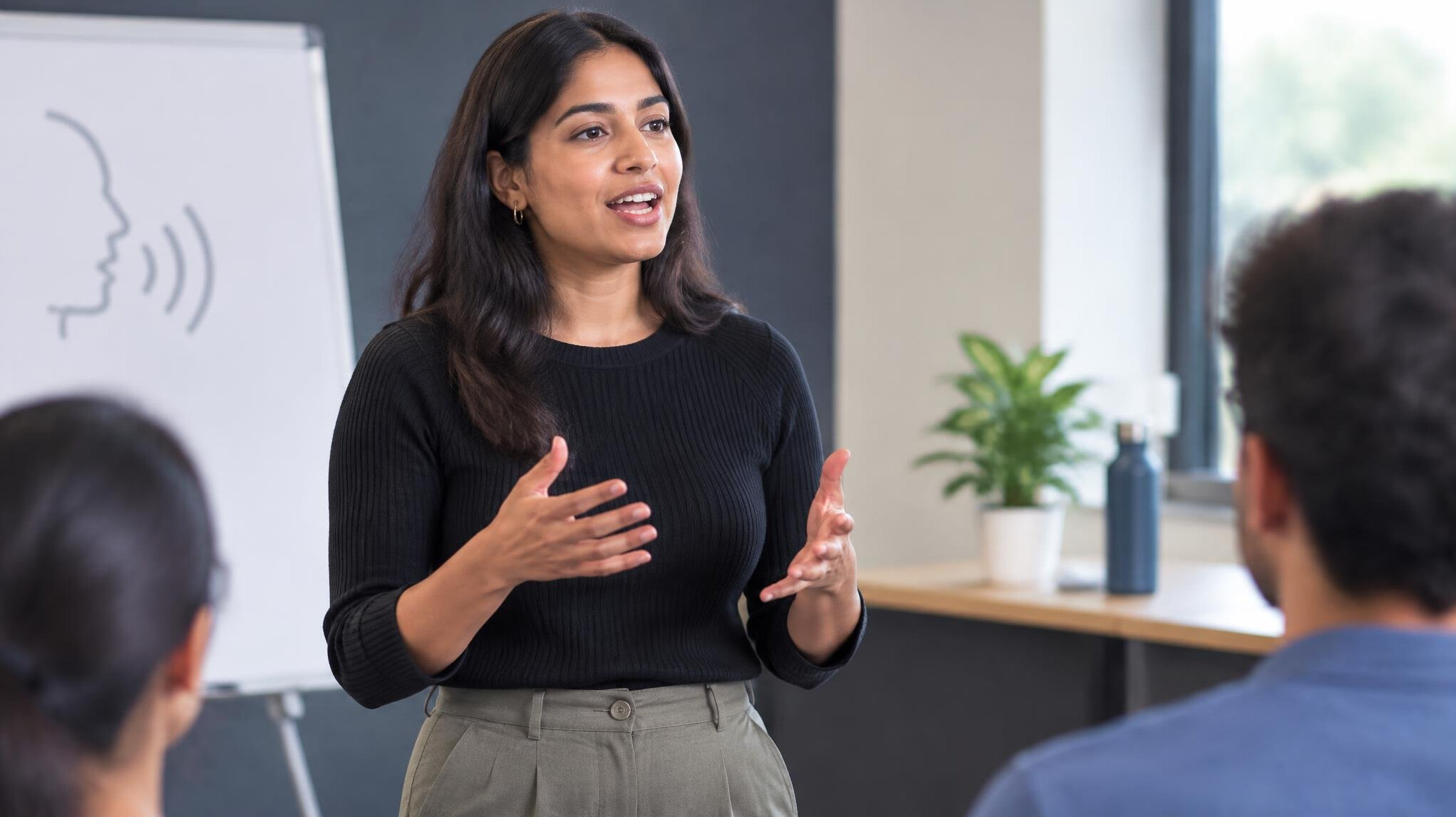 woman practicing speech