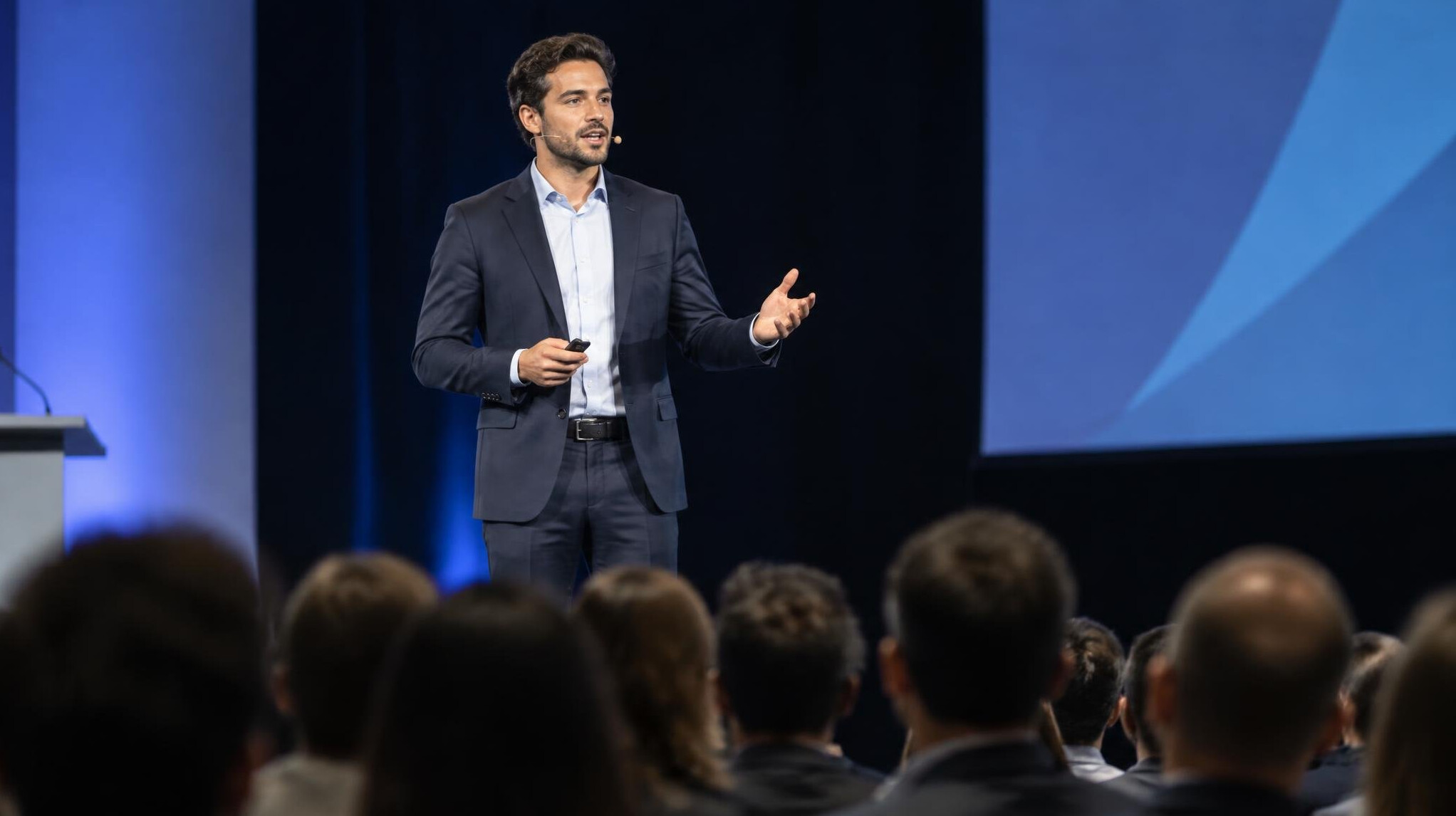public speaker on stage
