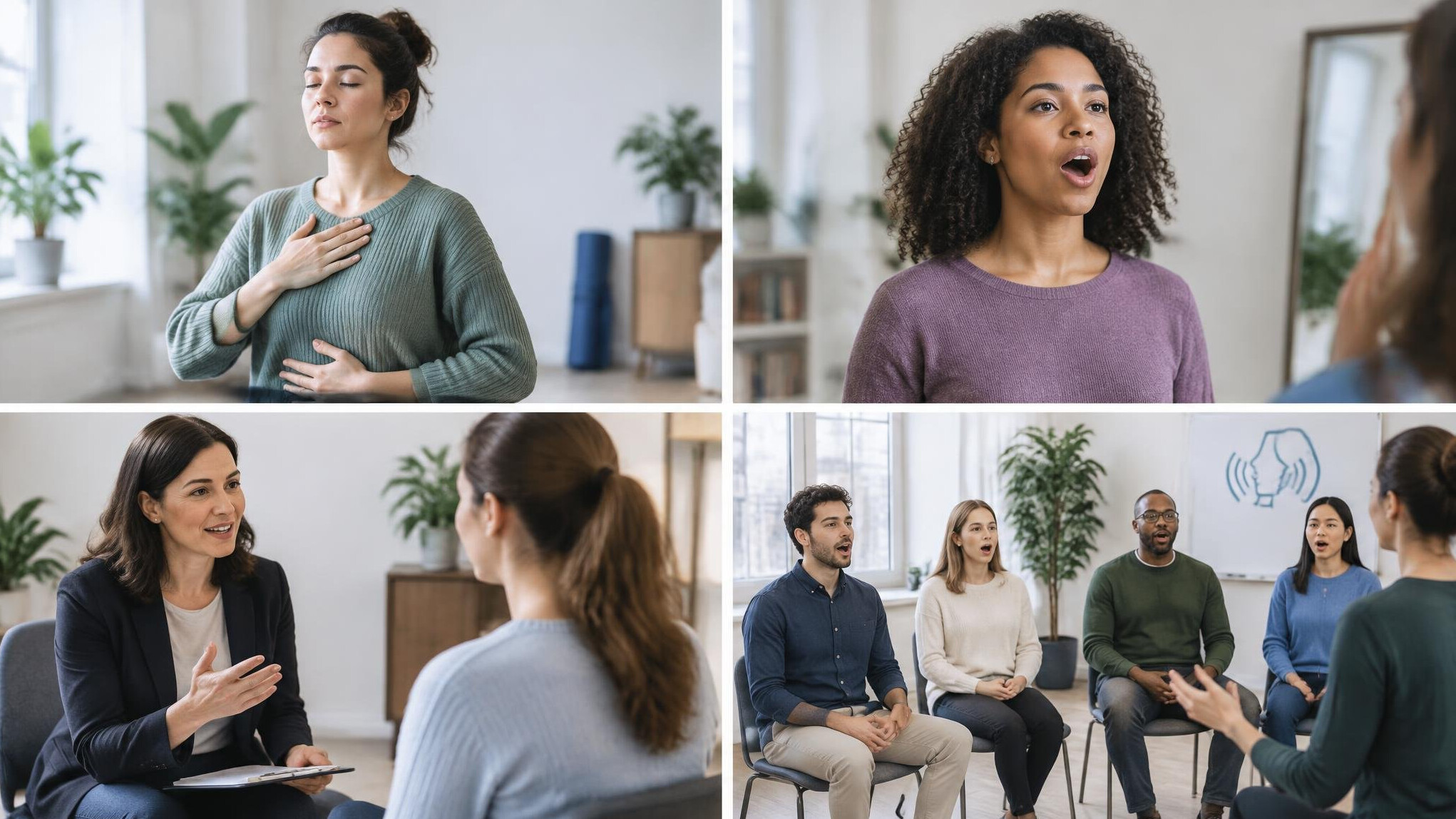 woman practicing breathing exercises